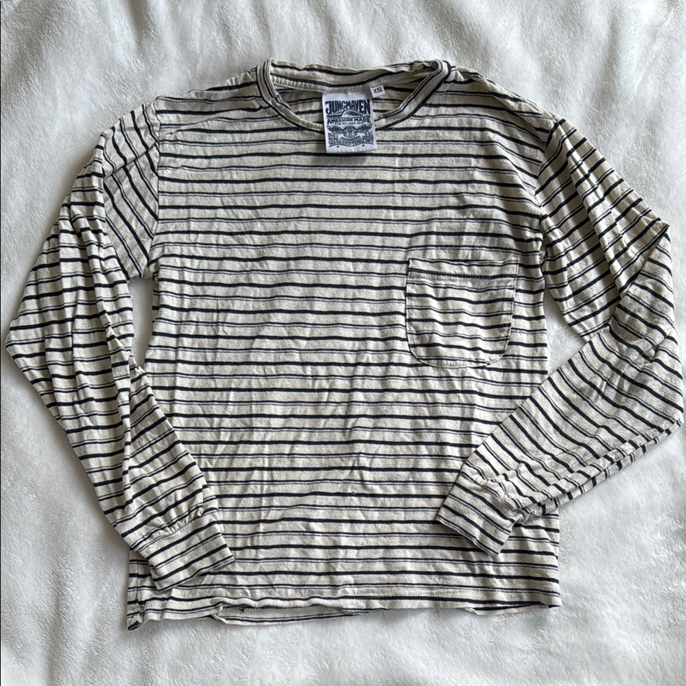Jungmaven Striped Long Sleeve Tee - Black and White